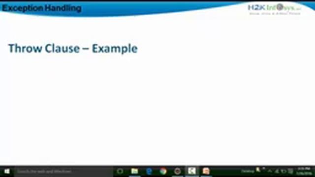 Example of Throw Clause In Java | What Are The Practical Uses Of Throw And Throws Java | H2K Infosy смотреть онлайн