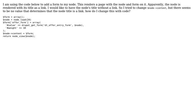 Drupal: Remove node_view rendered node's title link смотреть онлайн
