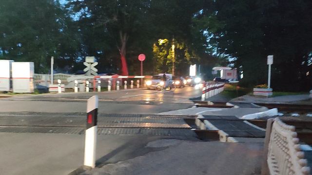 поезд Ласточка переехала через переезд на остановку Чкаловск Западный