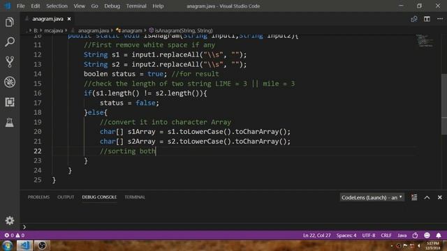 Program to check if two strings are Anagrams in Java смотреть онлайн