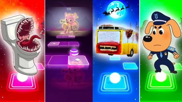 Toilet Monster vs Pinkfong vs Bus Eater vs Sheriff Labrador | Tiles Hop EDM Rush | Magic Hop смотреть онлайн