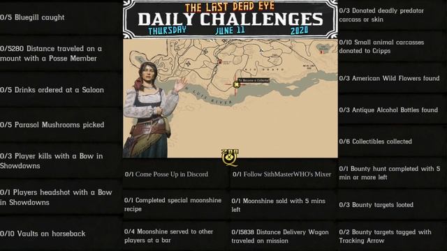 Daily Challenges Madam Nazar Bluegill Parasol Mushroom Locations RDR2 Red Dead Online (6/11/20) смотреть онлайн