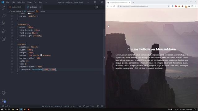 Awesome Cursor Animation on MouseMove Using Javascript смотреть онлайн