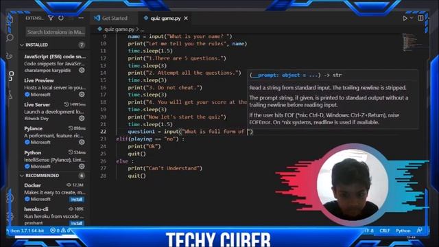 How to create quiz game in python|Computer Quiz game using python|TECHY CUBER смотреть онлайн