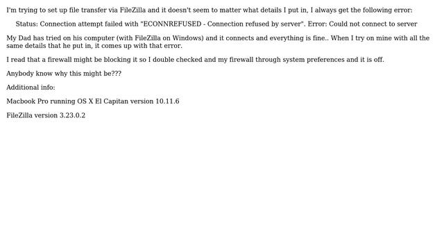 FTP FileZilla connection issue "Connection refused by server" смотреть онлайн