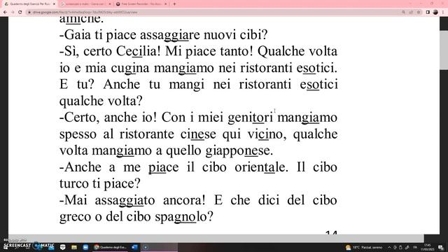 Чтения с Франческой, Урок 3, Che Cibo Ti Piace?