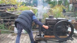 Запуск старого немецкого дизельного двигателя 1939 года. Прекрасный, чистый звук работы дизеля!