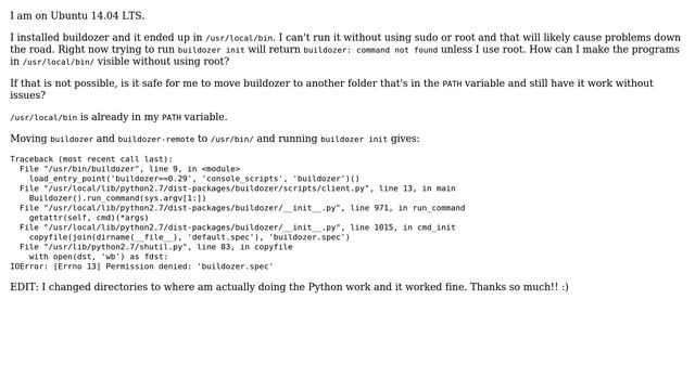Ubuntu: How can I run programs in /usr/local/bin without sudo or root? смотреть онлайн