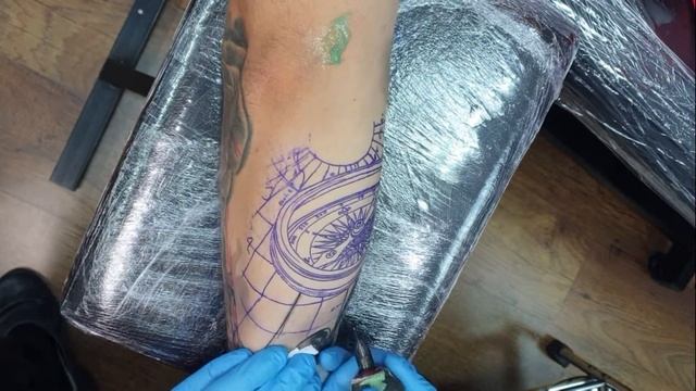 Best realistic compass map tattoo time lapse смотреть онлайн