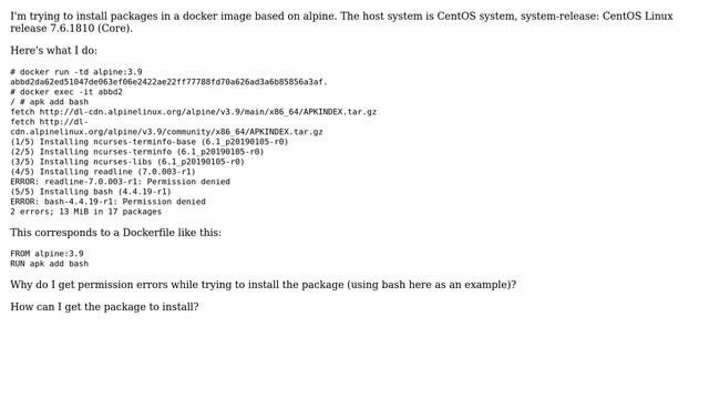 Unix & Linux: Alpine Linux apk add gives permission error смотреть онлайн