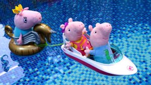 Свинка Пеппа и Джордж купаются в бассейне — Приключения свинок в аквапарке — Мультики для малышей