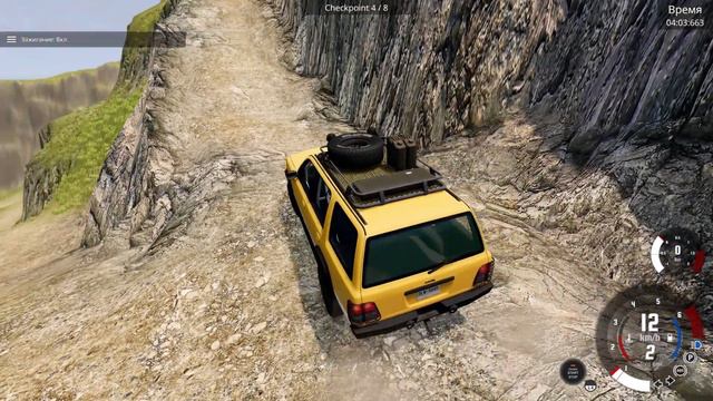 BeamNG.drive. "Царь горы". Off-road. Сценарий: "Stairway mountain trail" на руле Logitech G25. смотреть онлайн