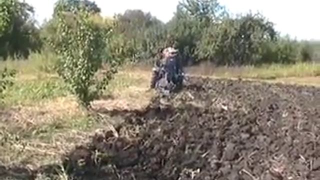 вспашка двухкорпусным плугом на мини тракторе смотреть онлайн