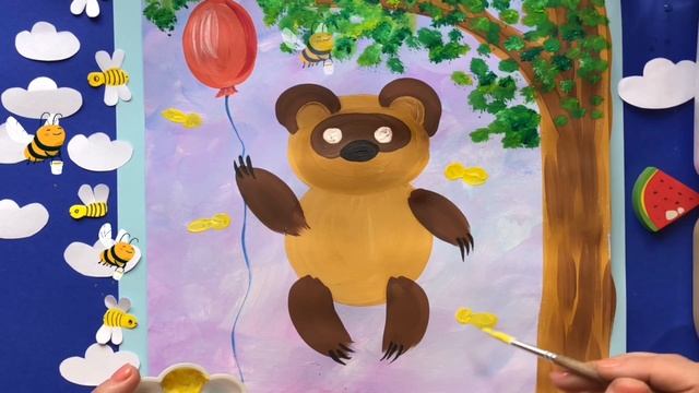 Рисуем Винни Пуха.Рисование для детей. смотреть онлайн