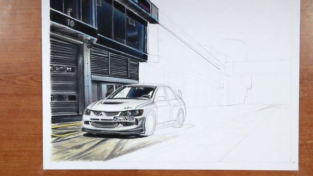 Mitsubishi EVO 8 in Nürburgring | Car Drawing смотреть онлайн