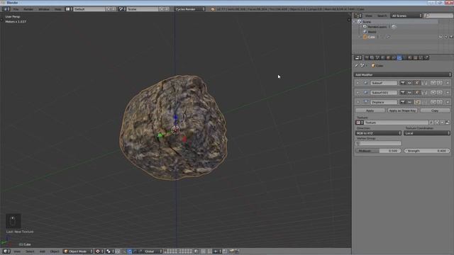 Blender. Модификатор Displace. Моделирование камня смотреть онлайн