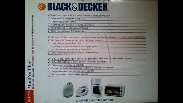MiniProcesador de Alimentos Plus MFP200 Black&Decker смотреть онлайн