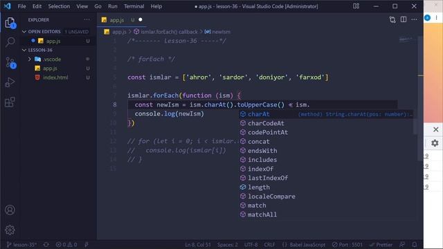 036. ForEach Method | JavaScript darslari | O'zbek tilida смотреть онлайн