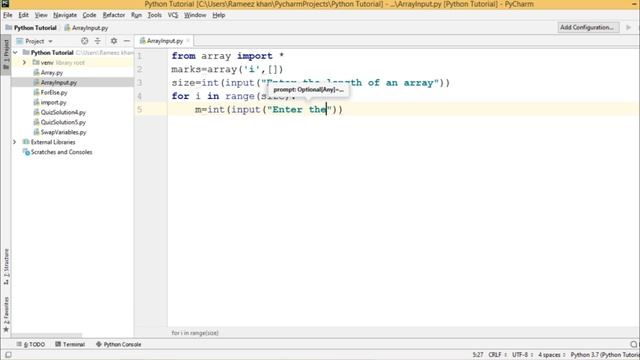 #32 Python Tutorial for Beginners | Array values from user in Python смотреть онлайн