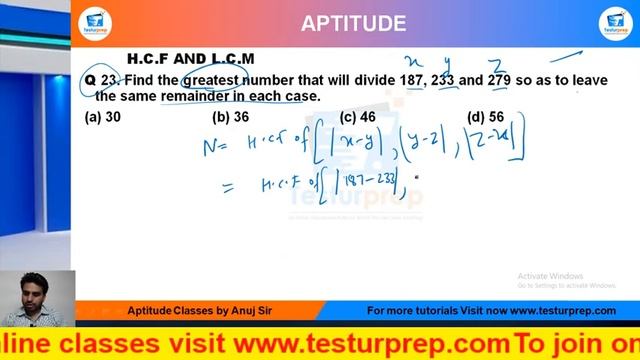 Q23-Find the greatest number that will divide 187, 233 and 279 so as to leave the same remainder... смотреть онлайн