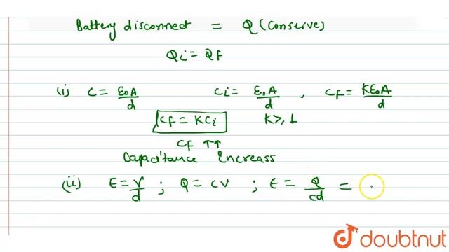 A parallel plate capacitor is charged by a battery. After some time the battery is disconnected and смотреть онлайн