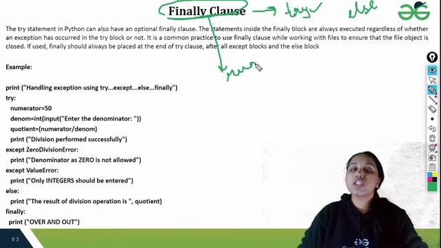 CBSE Python : Exception Handling Part-II | Avneet Kaur Saini | GeeksforGeeks School смотреть онлайн