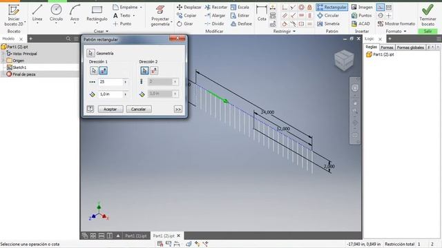 Inventor - Pattern Sketch - Example 2 смотреть онлайн