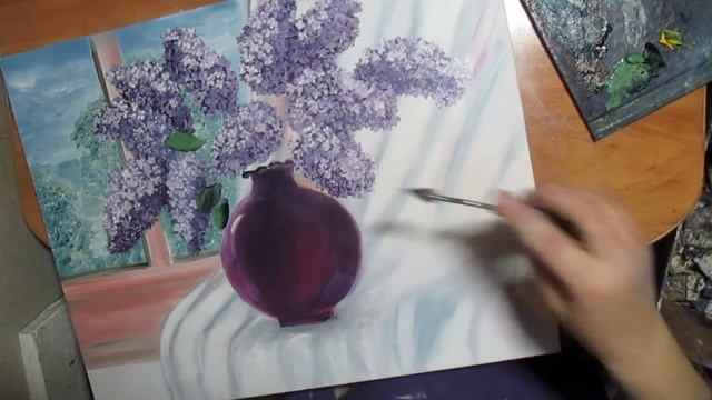 Научиться рисовать сирень масляными красками. смотреть онлайн