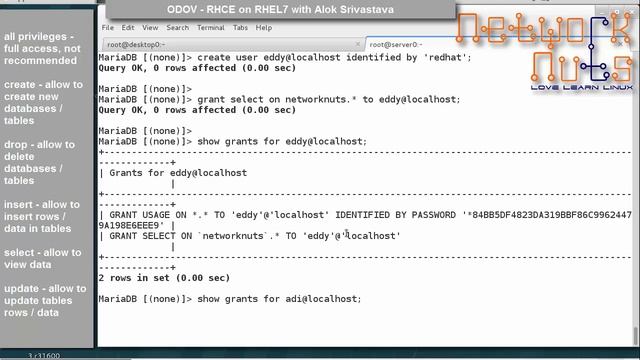 RHCE Training - MariaDB User Configuration смотреть онлайн