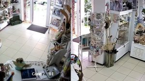 Кража в магазине подарков. Видео с камеры наблюдения
