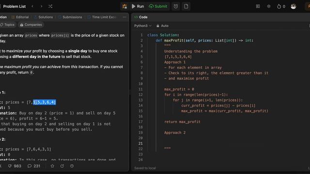 Grind 75 | 4. Best Time to Buy and Sell Stock | Python Code смотреть онлайн