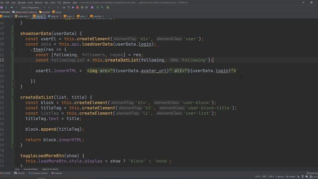 Поиск пользователей Github с помощью github API. SPA на Native JavaScript. Часть 4 Финал смотреть онлайн