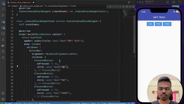Indexed Stack in Flutter | Display one widget at a time in a stack | INFY TECH смотреть онлайн