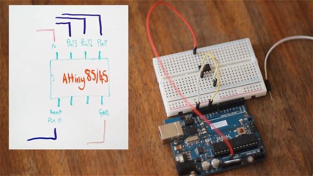 Programming an ATtiny85/45 with an Arduino UNO (Getting started) смотреть онлайн