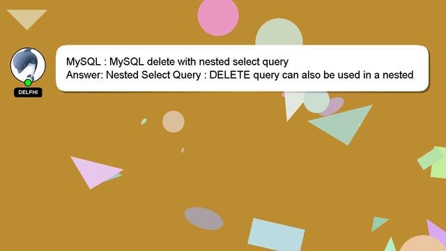 MySQL : MySQL delete with nested select query смотреть онлайн