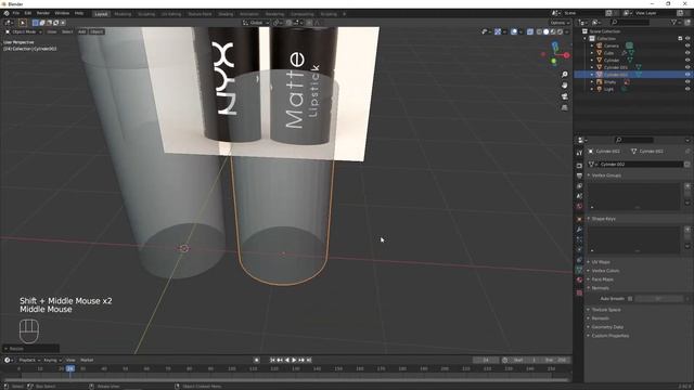 Lipstick 3D model blender modeling timelapse part 1 смотреть онлайн