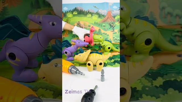 Развивающий конструктор с шуруповертом и отверткой "Динозавры" 4 шт от Zeimas смотреть онлайн
