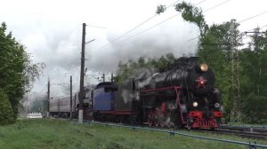 Паровозы серий Л и П36 на станции Кушелевка.