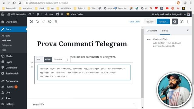 GUIDA: Inserire i commenti di Telegram in un sito web Wordpress смотреть онлайн