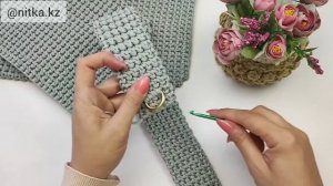 Crochet Handbag made of cord Crossbody bag Crochet pattern Вязаная сумочка из шнура Сумка кроссбоди