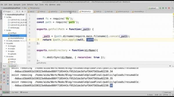 Возобновляемая загрузка больших файлов  в браузере / Resumable.js + Express.js