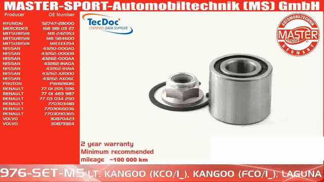 976-SET-MS | WHEEL BEARING KIT | Master-Sport-Automobiltechnik (MS) GmbH смотреть онлайн