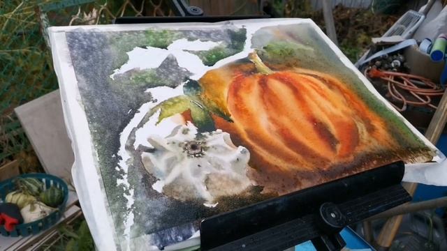 Пленэр под дождем☔ акварелью. Pumpkins in watercolor. #pleinair #watercolor #пленэр #mijello смотреть онлайн