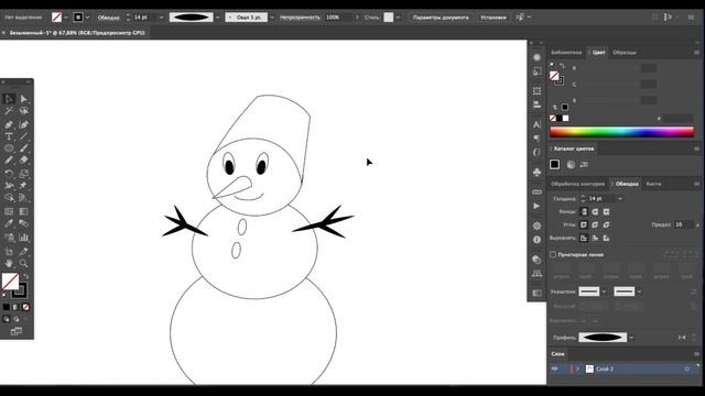 Как нарисовать снеговика в Adobe Illustrator смотреть онлайн