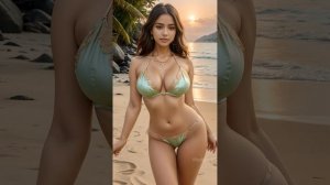 [4K] AI ART indian Lookbook Model Al Art video-Sunset at Langkawi Beach