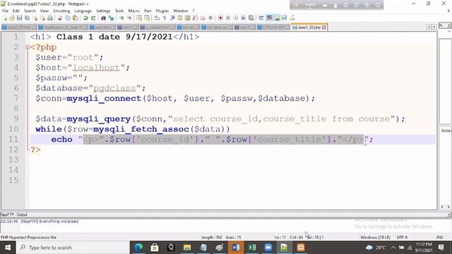 PHP Database Connection смотреть онлайн
