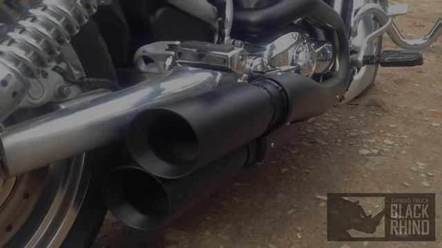 Кастомный выхлоп от Black Rhino tuning для Harley Davidson V-ROD смотреть онлайн