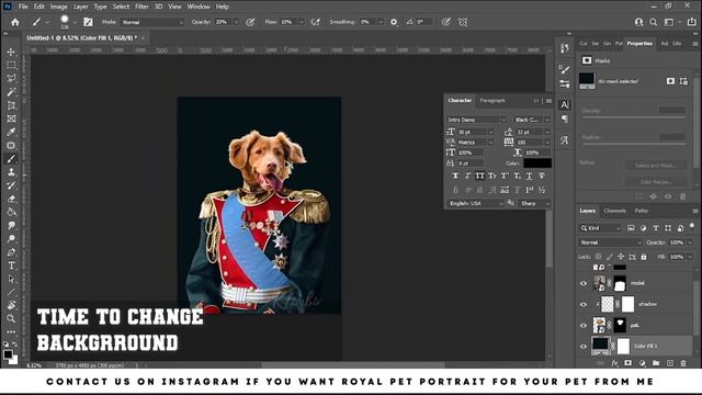 How to create Royal Pet Portrait Photoshop tutorial | Royal Pet Portrait | Renaissance pet portrait смотреть онлайн