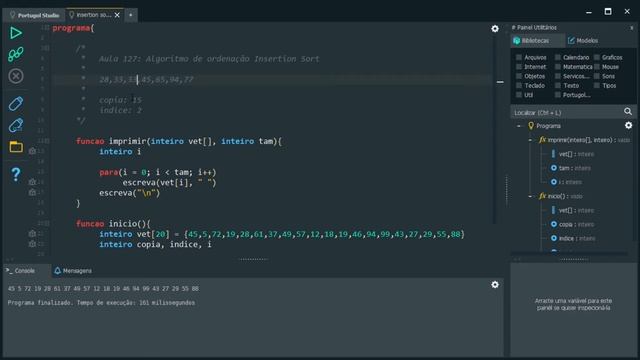 Como ordenar um vetor com o algoritmo INSERTION SORT | Ordenação por inserção | Aula 127 смотреть онлайн