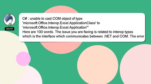 C# : unable to cast COM object of type 'microsoft.Office.Interop.Excel.ApplicationClass' to 'micros смотреть онлайн